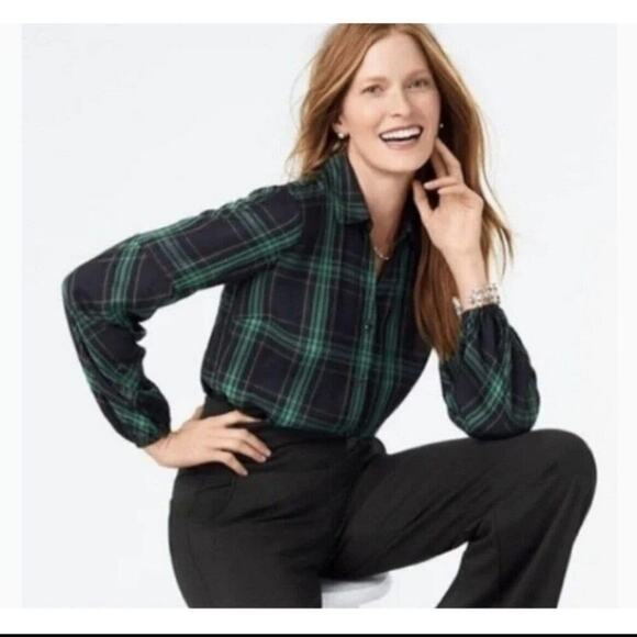 CAbi Tops - CAbi Size Medium Big Sur Plaid Button‎ Down Top Style #3769